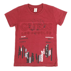 Boys Half Sleeves T-Shirt - Maroon