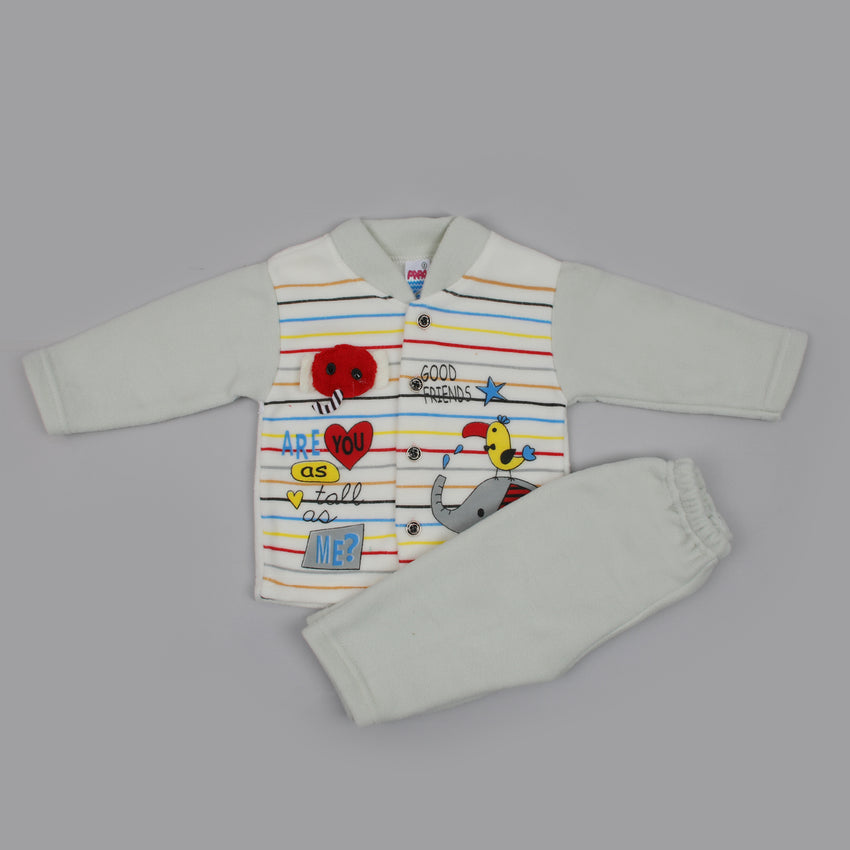 Newborn Boys Full Sleeves Suit - White