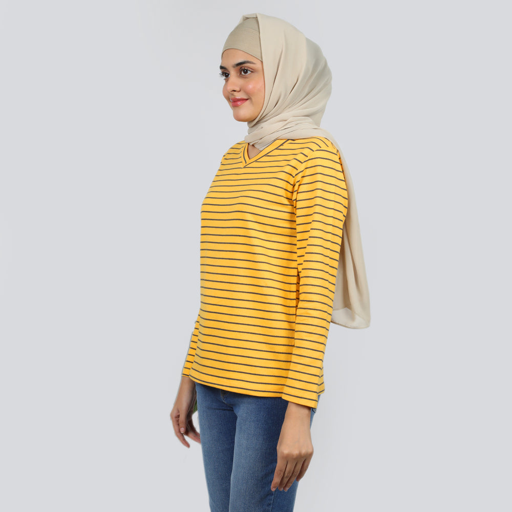 Women's Full Sleeves Top  - Yellow, Women T-Shirts & Tops, Chase Value, Chase Value