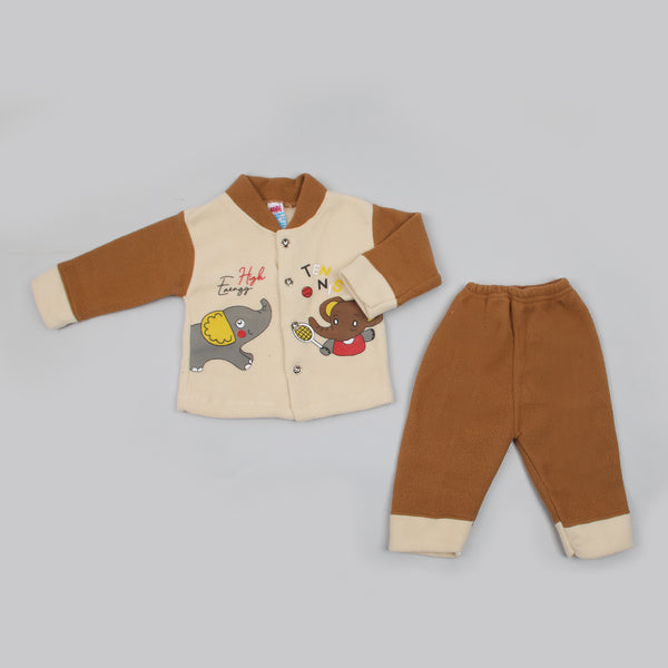 Newborn Girls Full Sleeves Suit - Brown