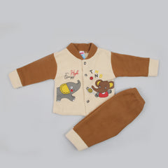 Newborn Girls Full Sleeves Suit - Brown