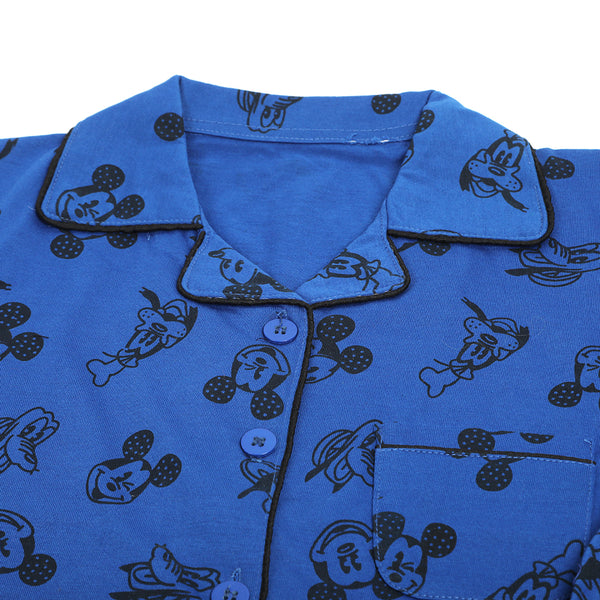 Girls Half Sleeves Night Suit - Blue