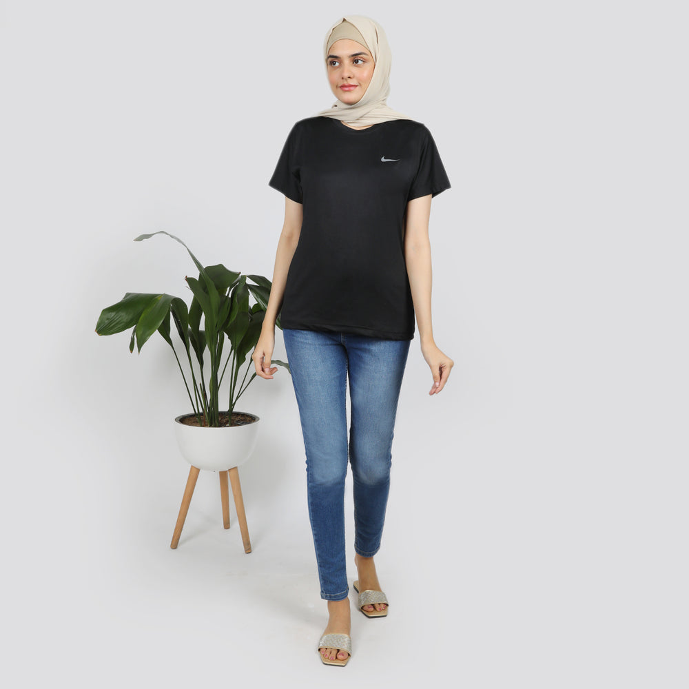 Women's Half Sleeves T-Shirt - Black, Women T-Shirts & Tops, Chase Value, Chase Value