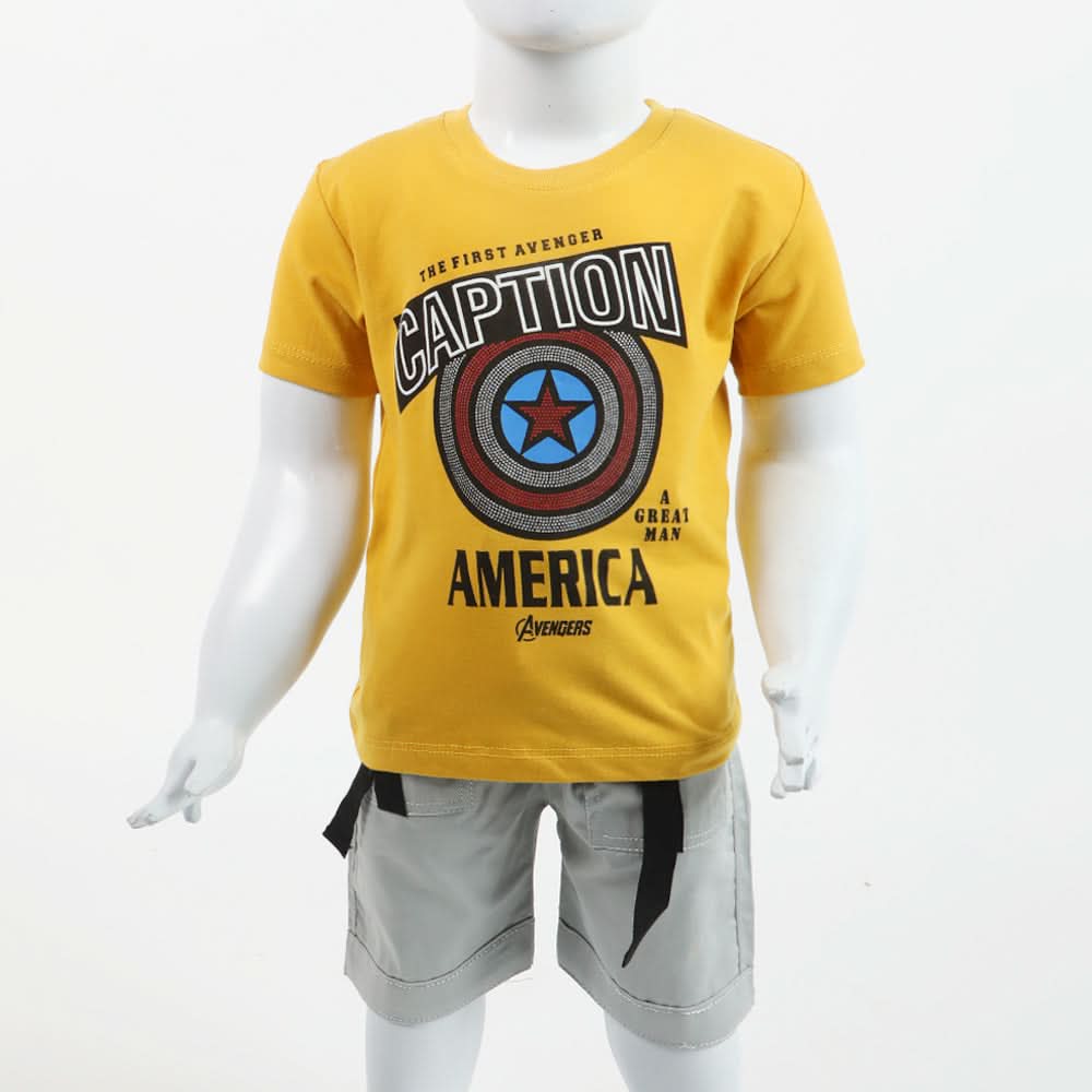 Boys Half Sleeves Suit - Mustard, Boys Sets & Suits, Chase Value, Chase Value