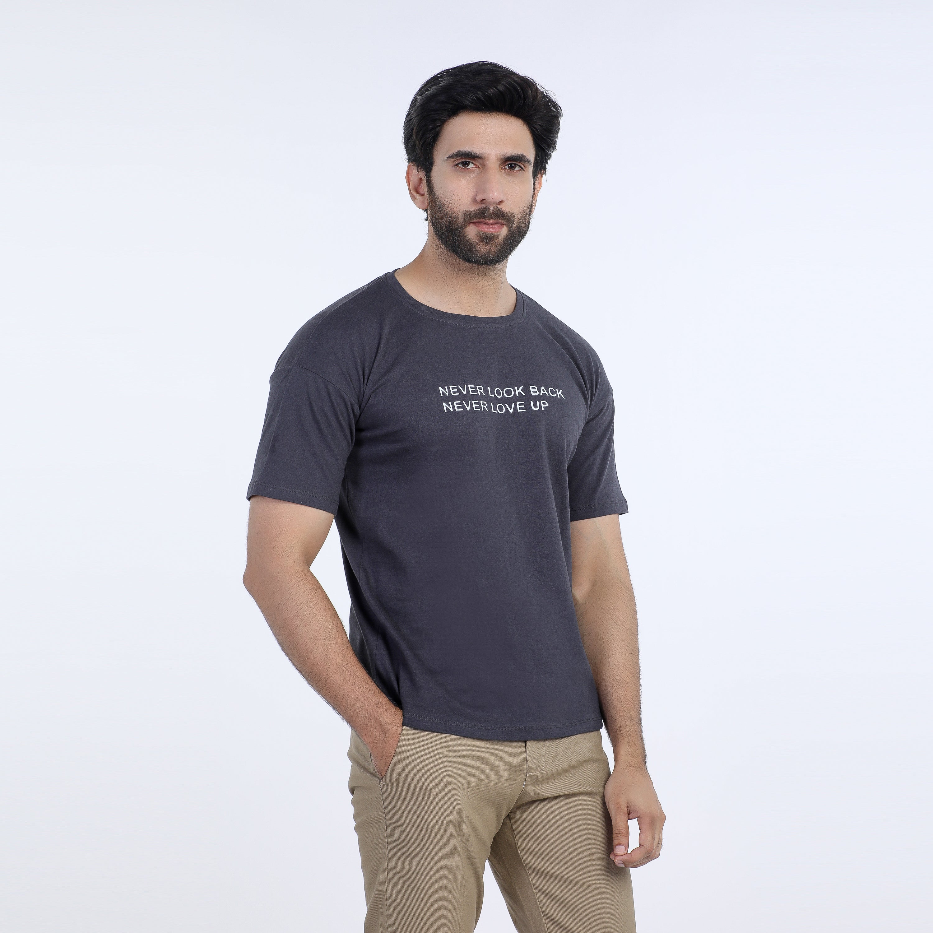 Men's Half Sleeves T-Shirt - Charcoal, Men's T-Shirts & Polos, Chase Value, Chase Value