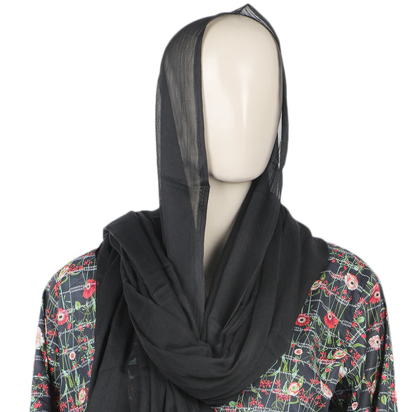 Valuable Women's Chiffon Plain Dupatta - Black