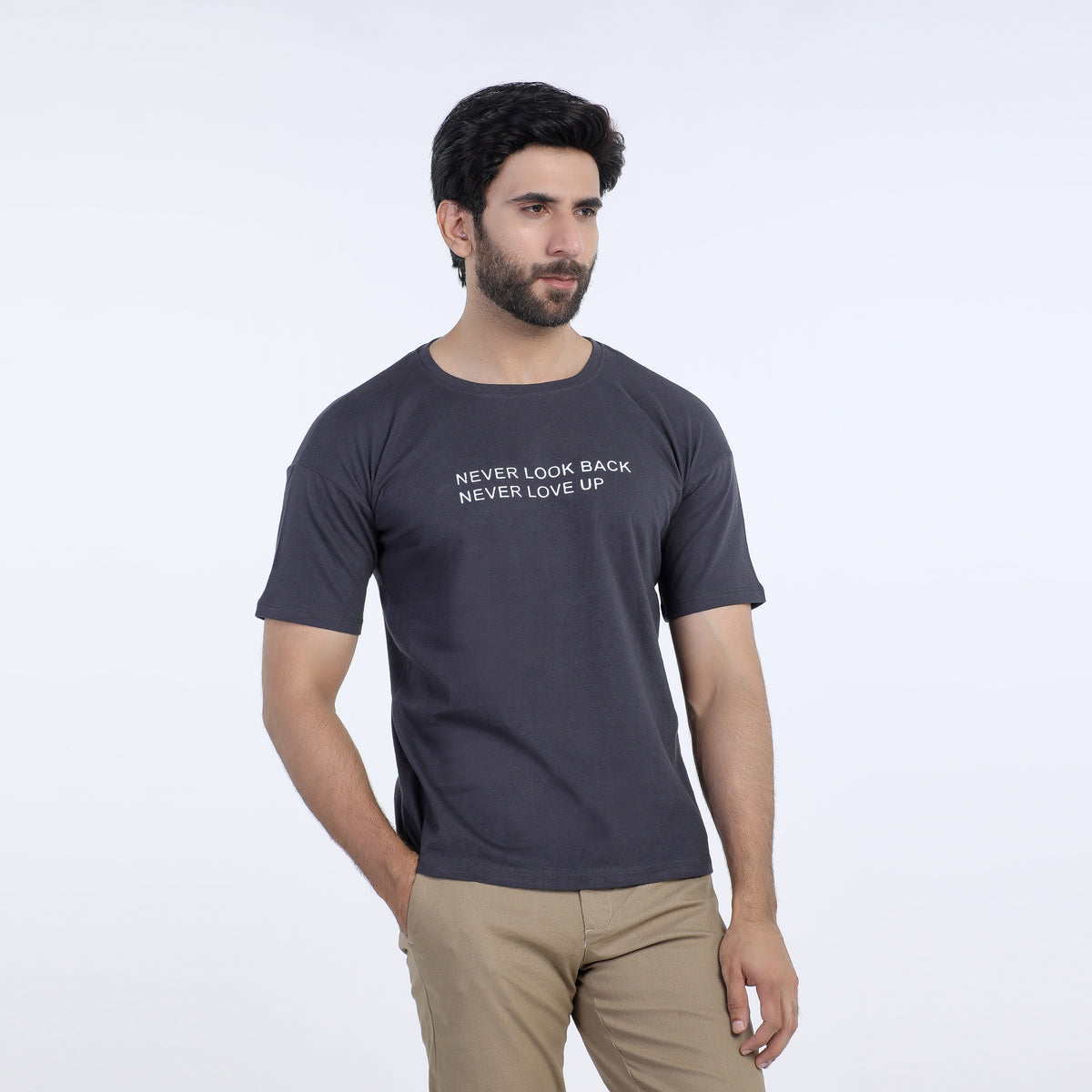Men's Half Sleeves T-Shirt - Charcoal, Men's T-Shirts & Polos, Chase Value, Chase Value