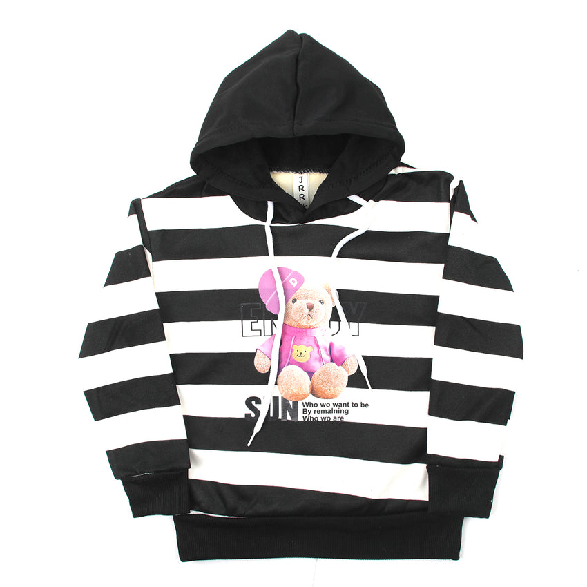 Girls Full Sleeves Hoodie T-Shirt - Black