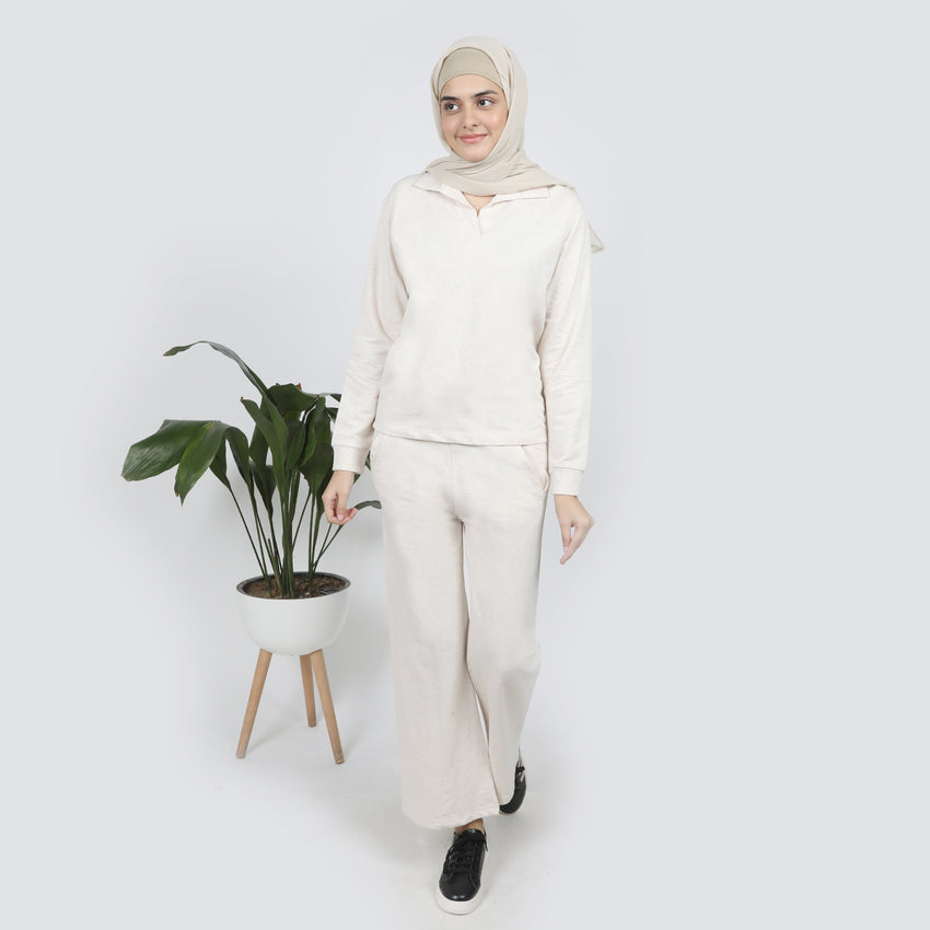 Women's Terry Co-Ord Set - Fawn
