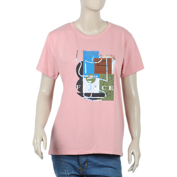 Women's Half Sleeves T-shirt - Tea Pink