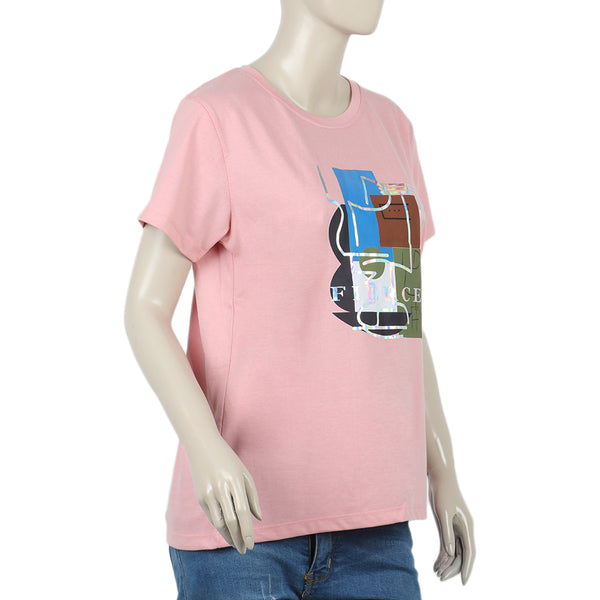 Women's Half Sleeves T-shirt - Tea Pink