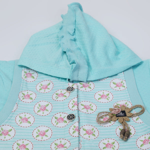 Girls Full Sleeves Tight Suit - Cyan
