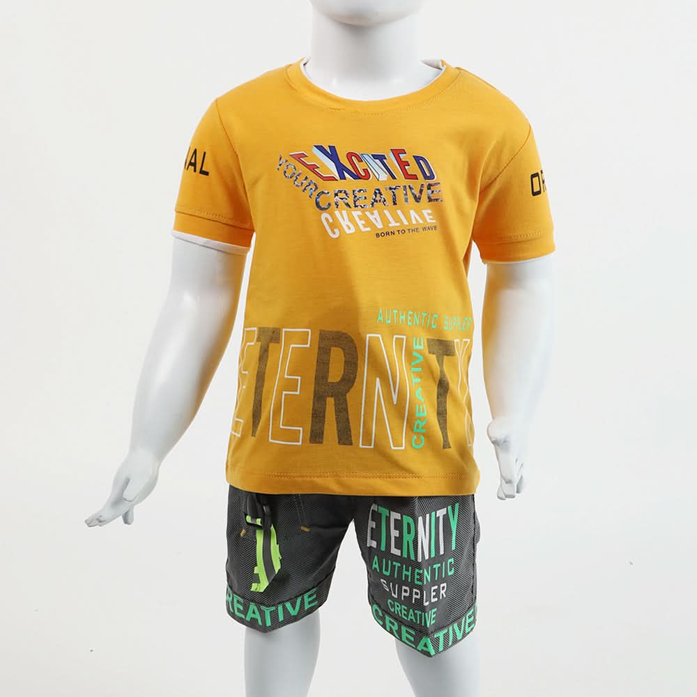 Boys Half Sleeves Suit - Yellow, Boys Sets & Suits, Chase Value, Chase Value