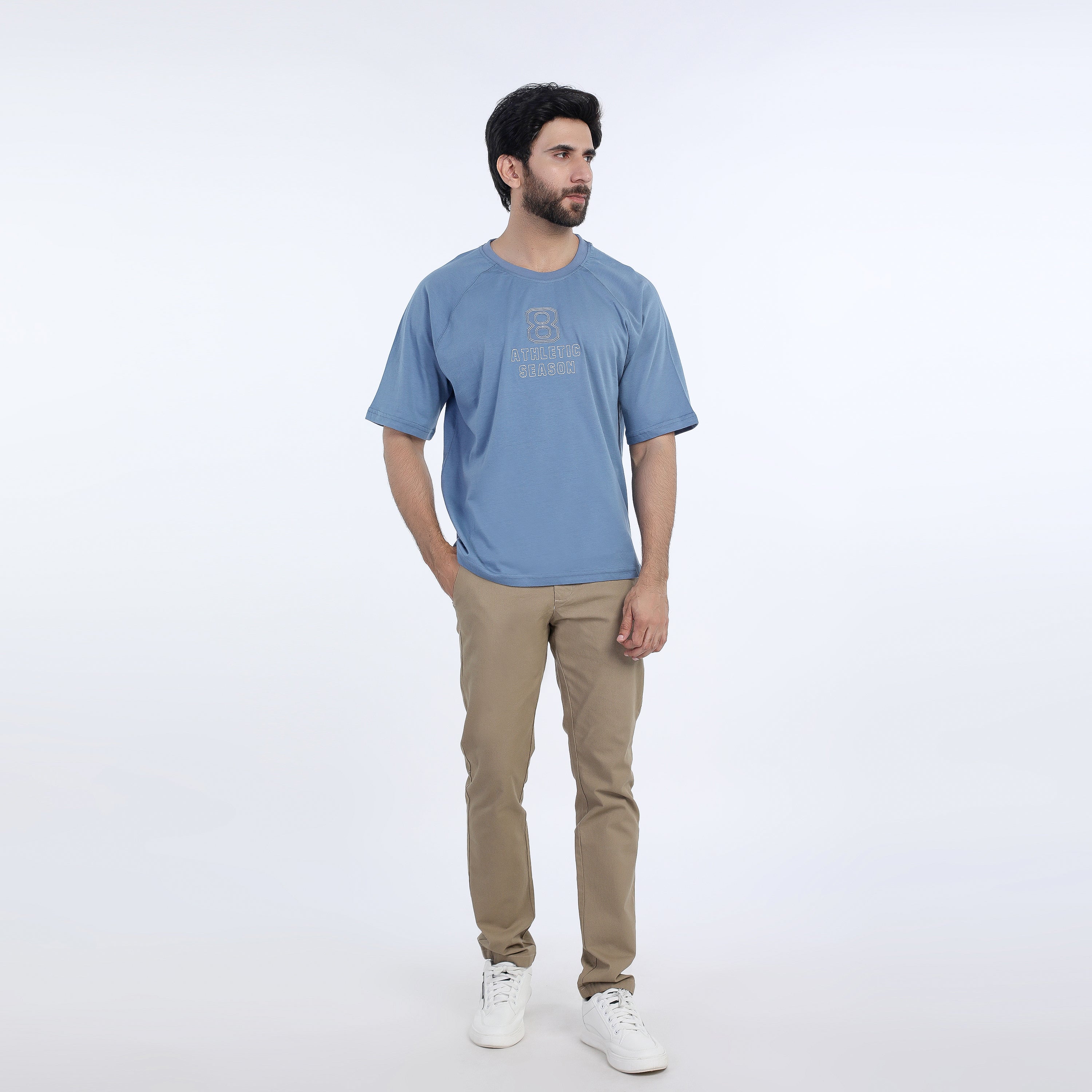 Eminent Men's Half Sleeves Round Neck T-Shirt - Ash Blue, Men's T-Shirts & Polos, Eminent, Chase Value