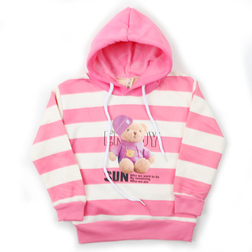 Girls Full Sleeves Hoodie T-Shirt - Pink