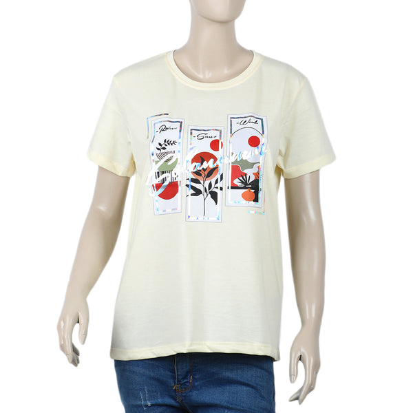 Women's Half Sleeves T-shirt - Cream