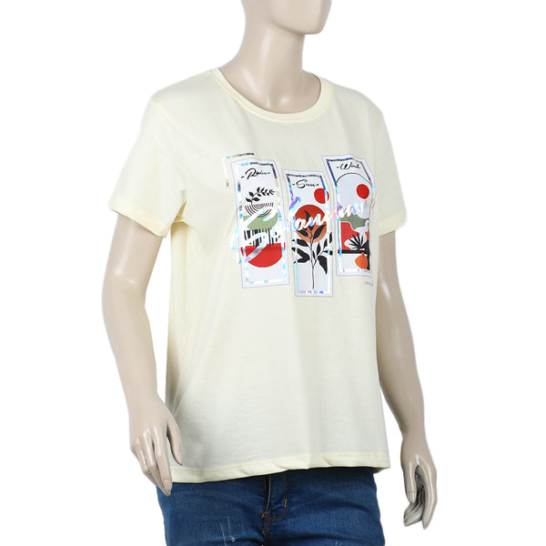 Women's Half Sleeves T-shirt - Cream