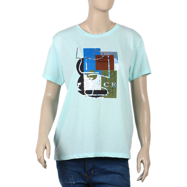 Women's Half Sleeves T-shirt - Light Blue