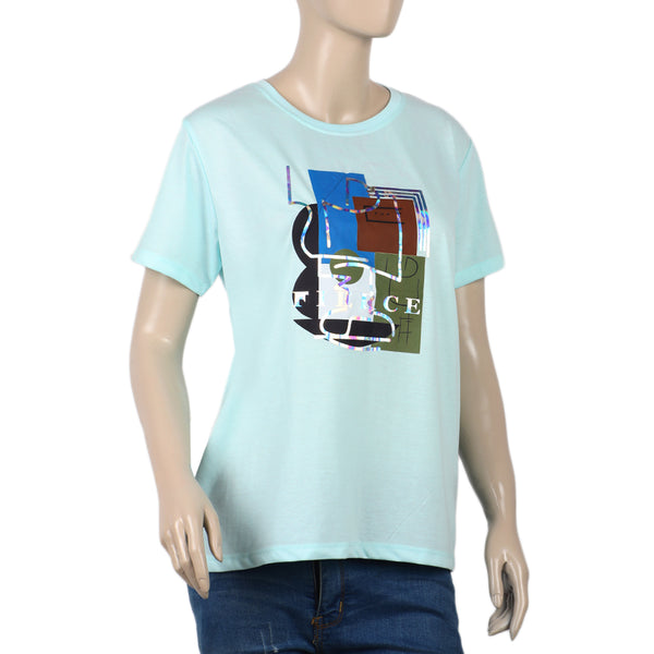 Women's Half Sleeves T-shirt - Light Blue