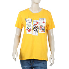 Women's Half Sleeves T-shirt - Mustard