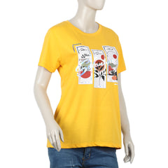 Women's Half Sleeves T-shirt - Mustard