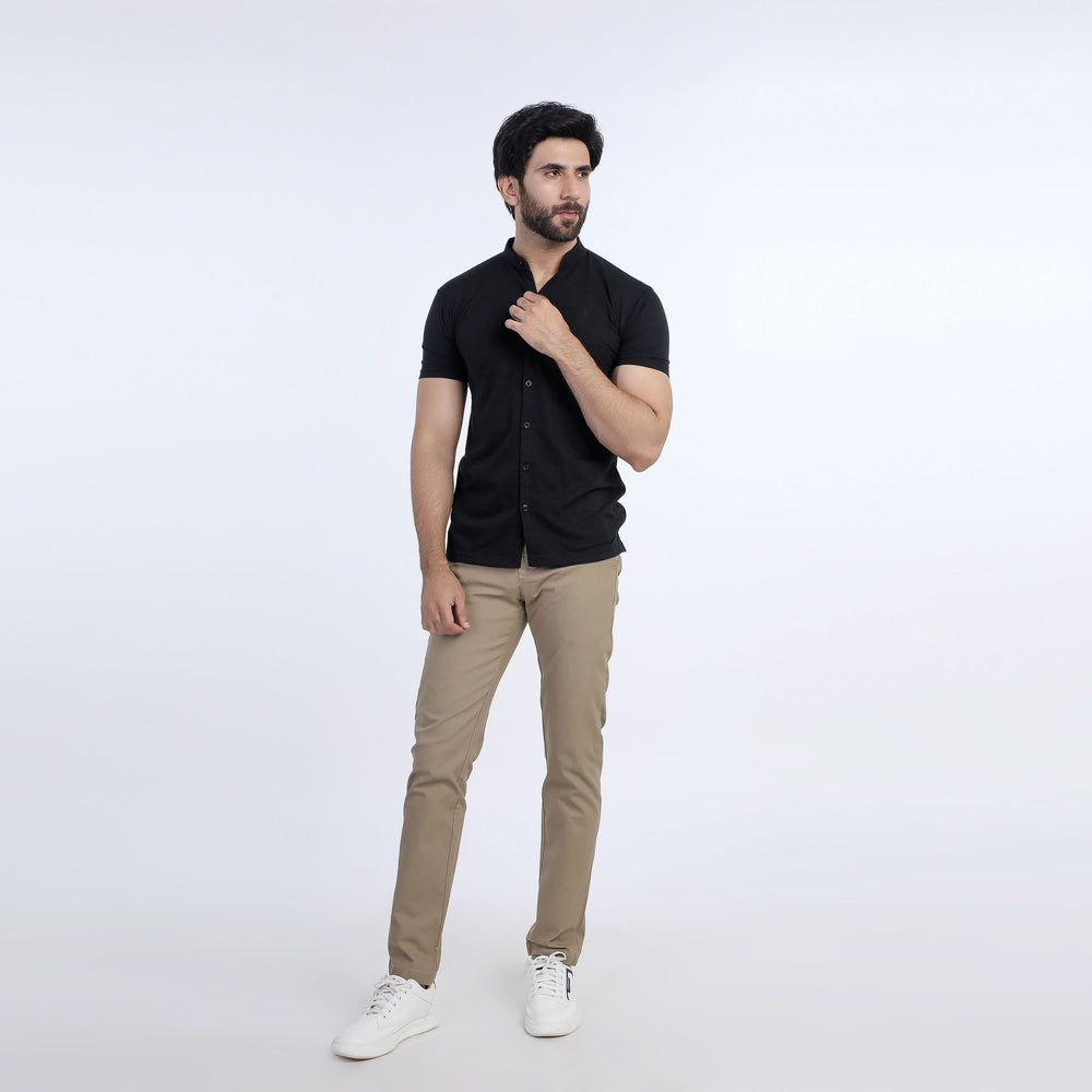 Eminent Men's Half Sleeves Sherwani Collar Front Open T-Shirt - Black, Men's T-Shirts & Polos, Eminent, Chase Value