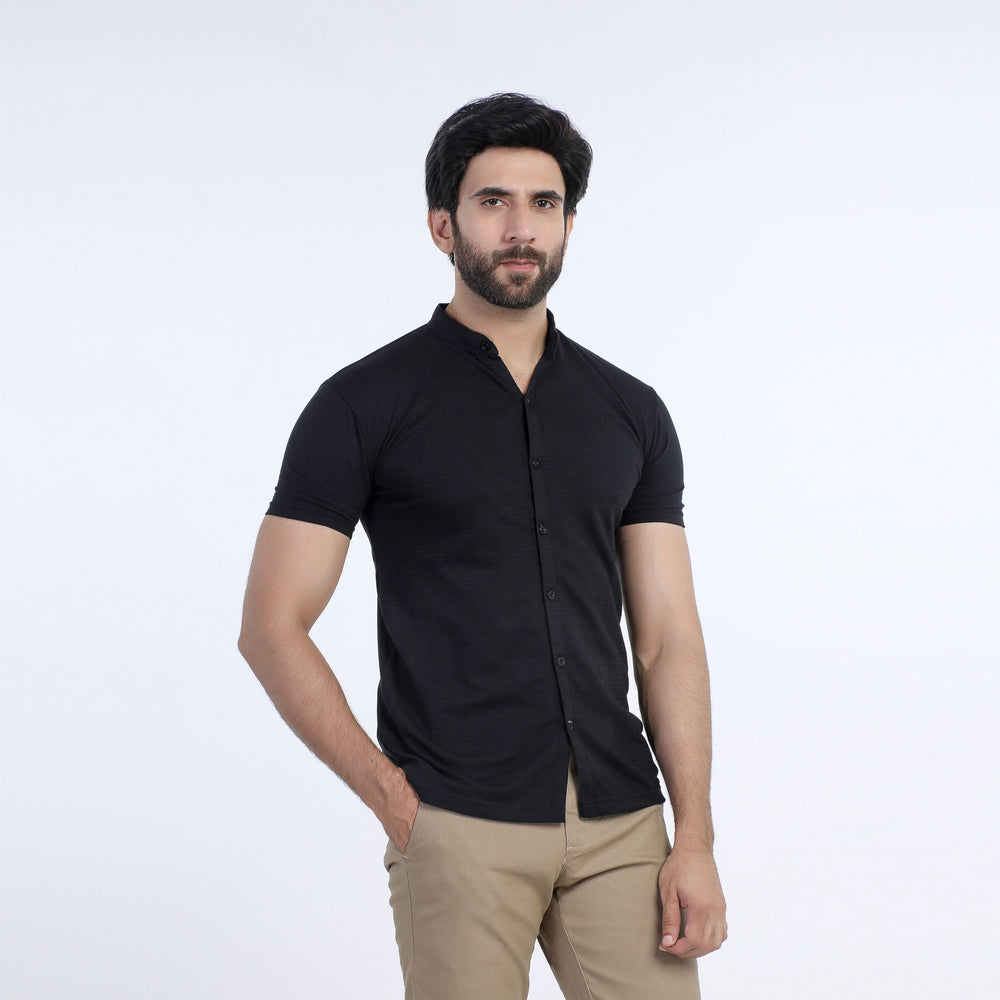 Eminent Men's Half Sleeves Sherwani Collar Front Open T-Shirt - Black, Men's T-Shirts & Polos, Eminent, Chase Value