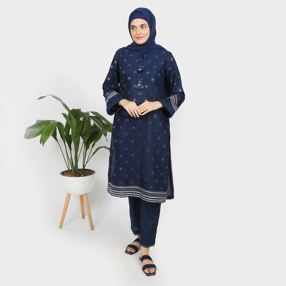 Eminent Women's Emboridered 2Pcs Suit - Dark Blue, Women Shalwar Suits, Eminent, Chase Value