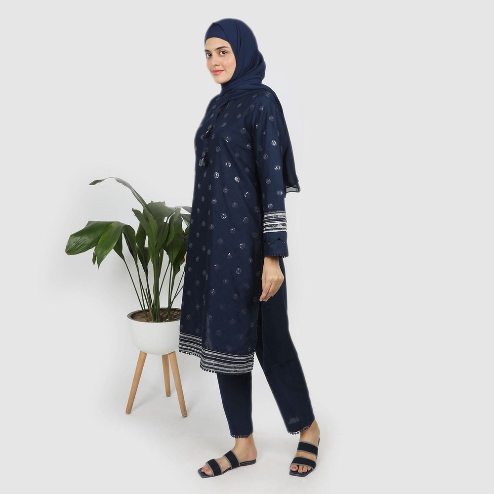 Eminent Women's Emboridered 2Pcs Suit - Dark Blue, Women Shalwar Suits, Eminent, Chase Value