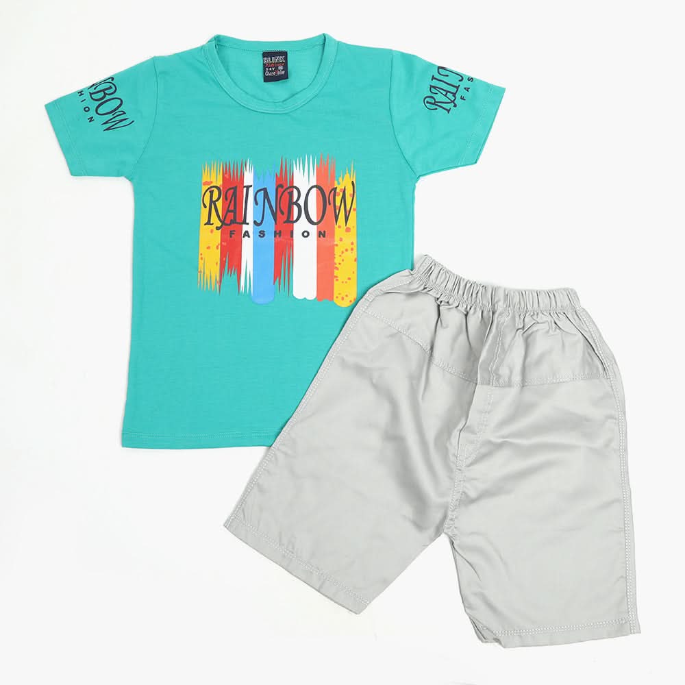 Boys Half Sleeves Suit - Cyan, Boys Sets & Suits, Chase Value, Chase Value