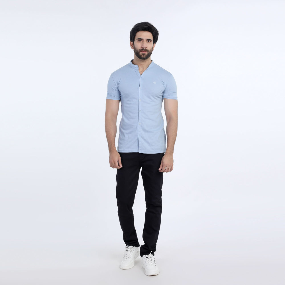 Eminent Men's Half Sleeves Sherwani Collar Front Open T-Shirt - Sky Blue, Men's T-Shirts & Polos, Eminent, Chase Value