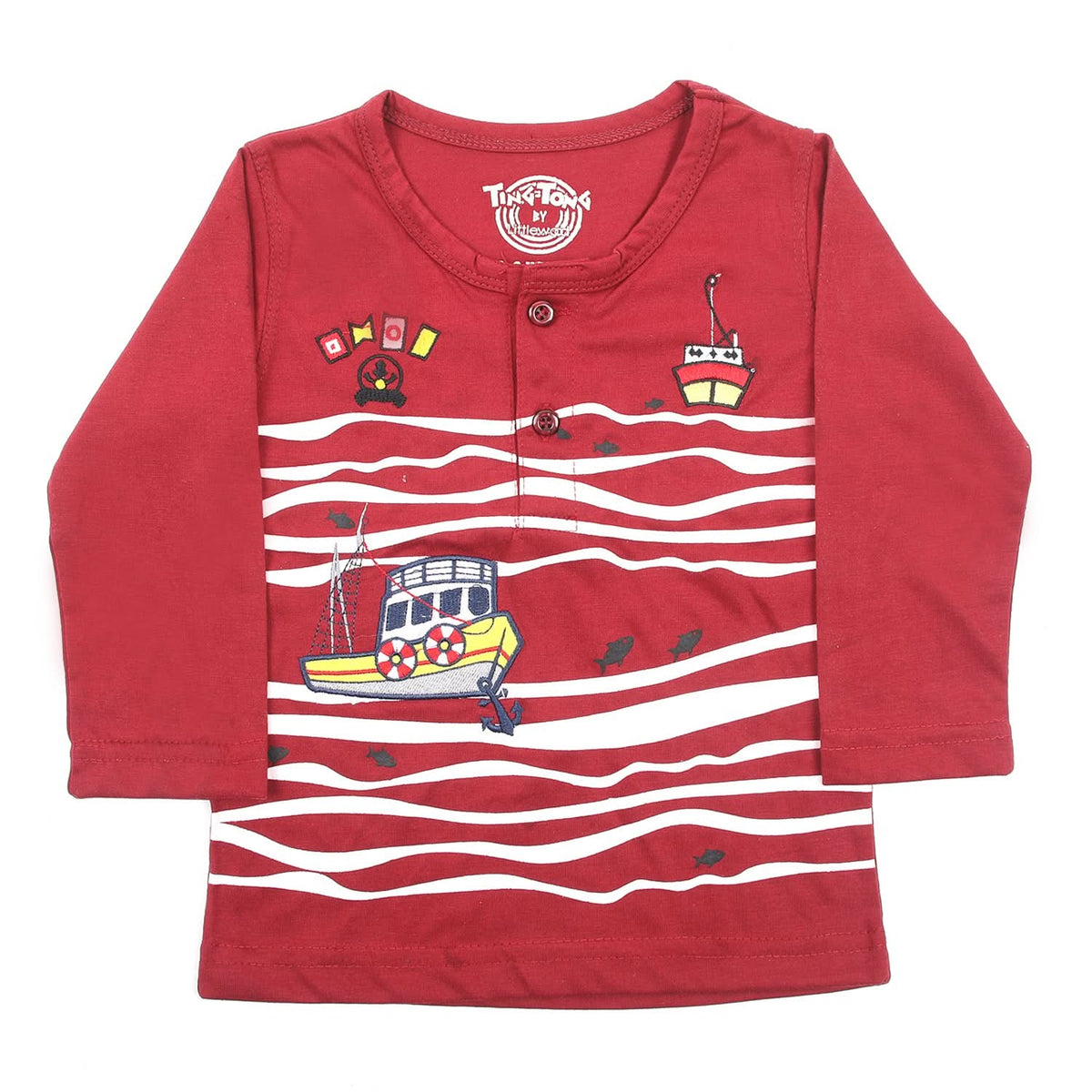 Boys Full Sleeves T-Shirt - Maroon, Boys T-Shirts, Chase Value, Chase Value