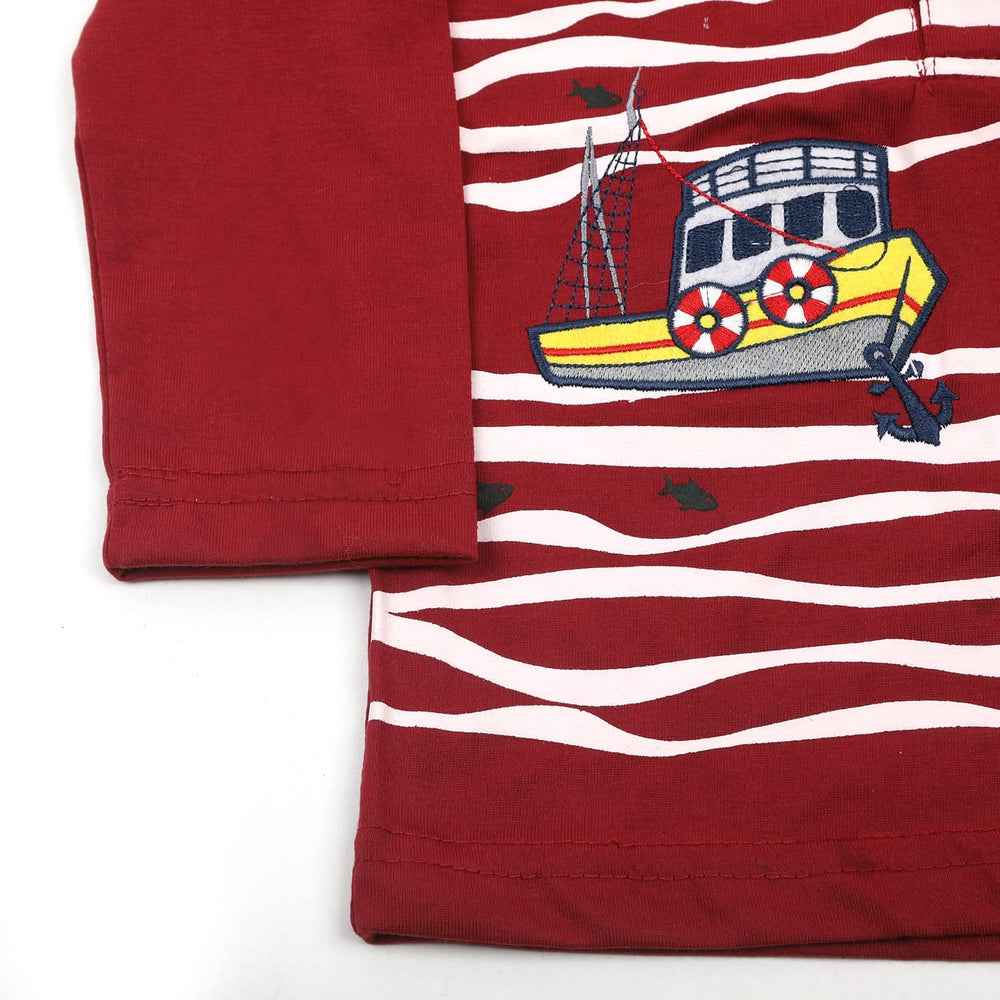 Boys Full Sleeves T-Shirt - Maroon, Boys T-Shirts, Chase Value, Chase Value