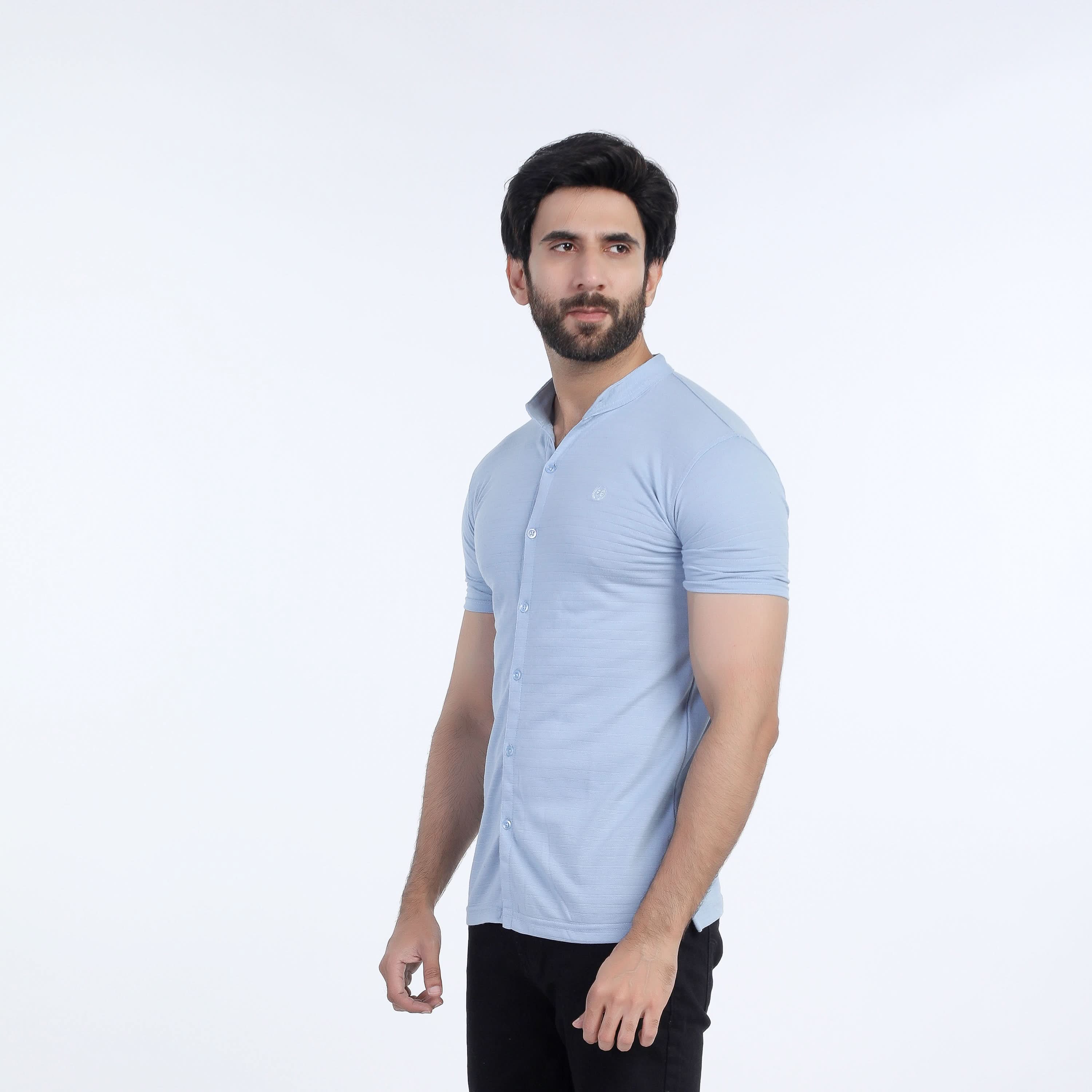 Eminent Men's Half Sleeves Sherwani Collar Front Open T-Shirt - Sky Blue, Men's T-Shirts & Polos, Eminent, Chase Value