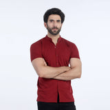 Eminent Men's Half Sleeves Sherwani Collar Front Open T-Shirt - Maroon, Men's T-Shirts & Polos, Eminent, Chase Value