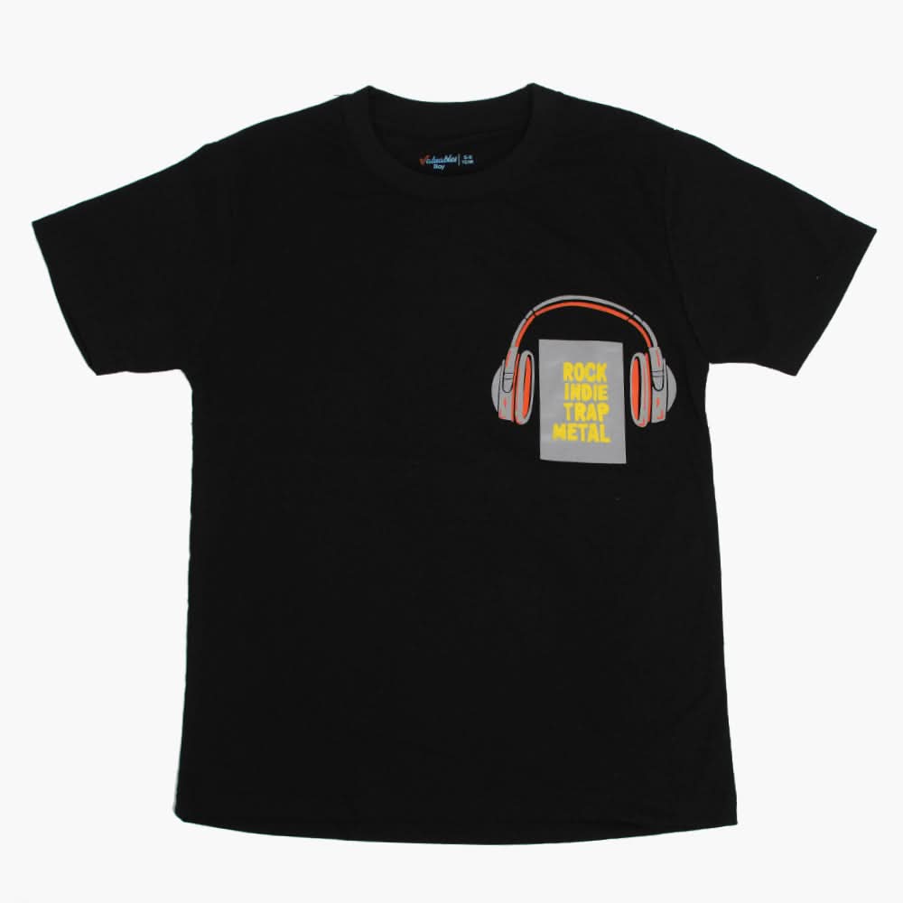 Boys Half Sleeves T-Shirt - Black, Boys T-Shirts, Chase Value, Chase Value