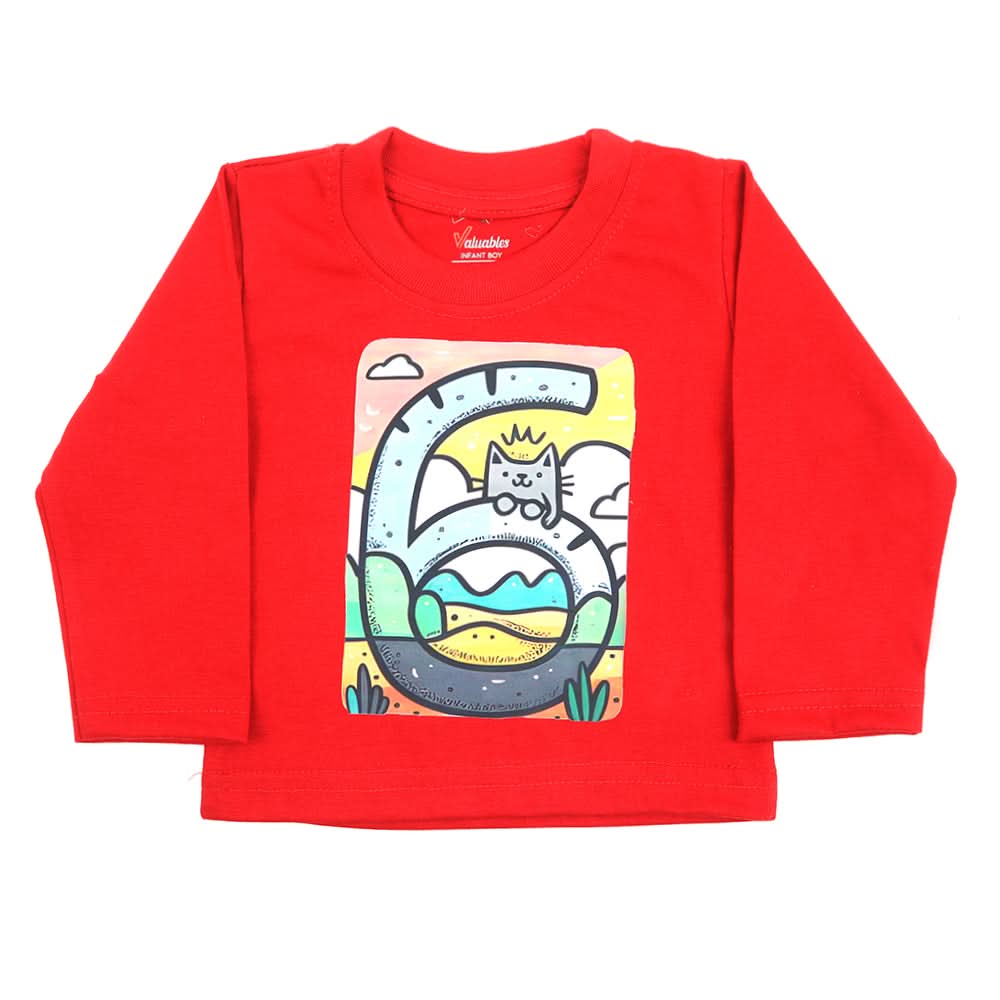 Newborn Boys Full Sleeves T-Shirt - Red, Newborn Boys Shirts & T-Shirts, Chase Value, Chase Value