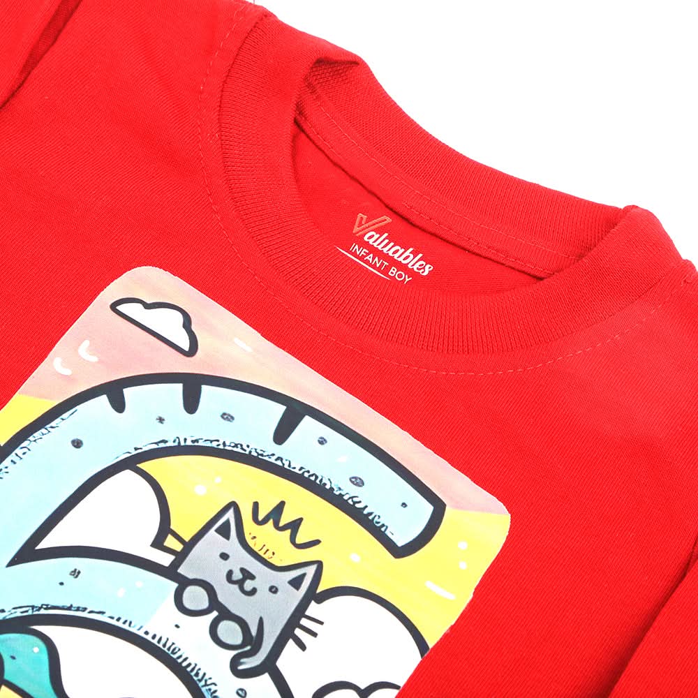 Newborn Boys Full Sleeves T-Shirt - Red, Newborn Boys Shirts & T-Shirts, Chase Value, Chase Value