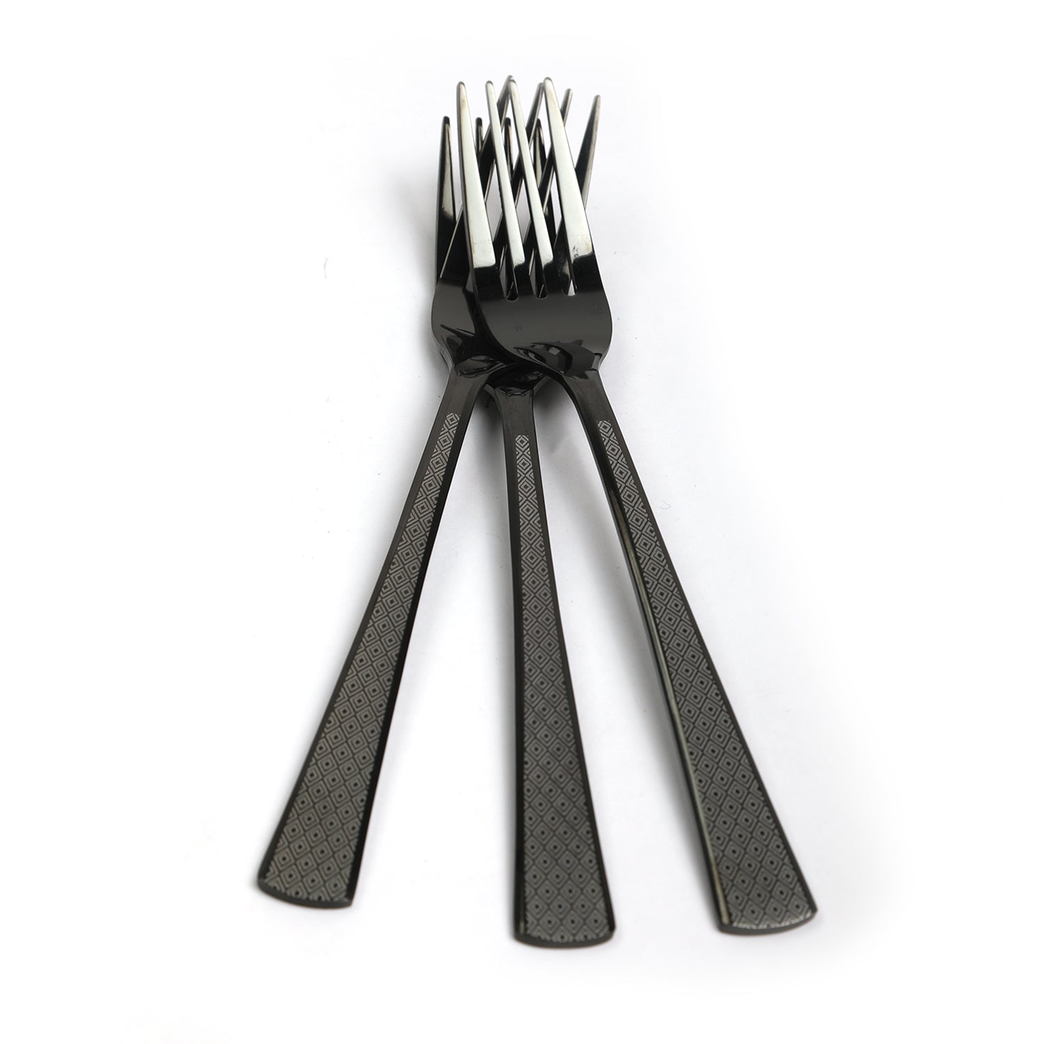 Fork 6Pc Black Laser, Cutlery Set, Chase Value, Chase Value