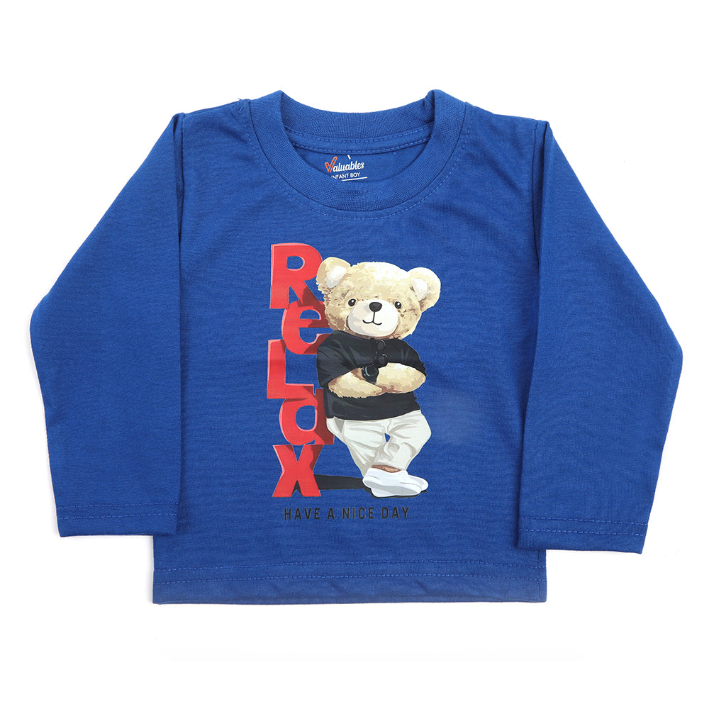Newborn Boys Full Sleeves T-Shirt - Royal Blue, Newborn Boys Shirts & T-Shirts, Chase Value, Chase Value