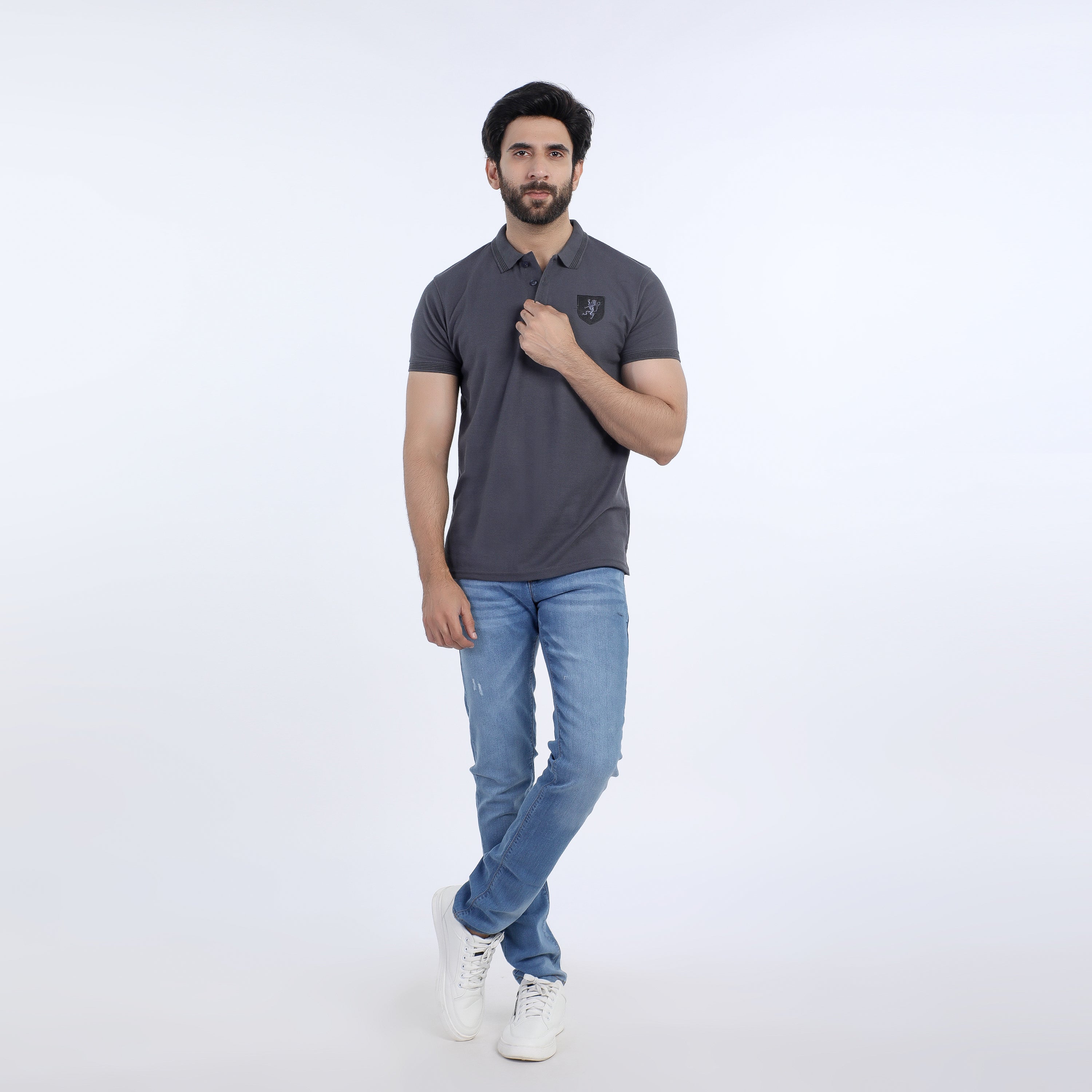 Men's Half Sleeves Polo T-Shirt - Dark Grey, Men's T-Shirts & Polos, Chase Value, Chase Value