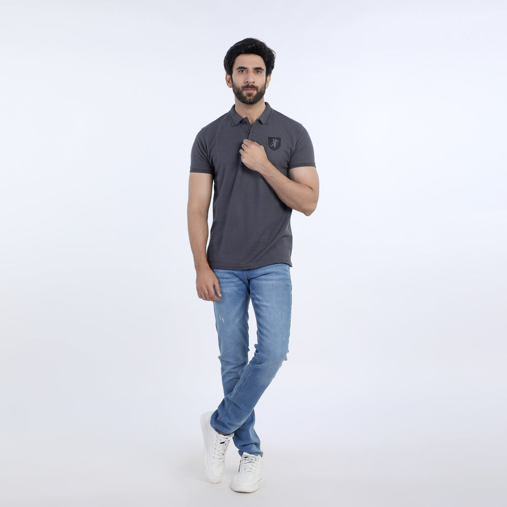 Men's Half Sleeves Polo T-Shirt - Dark Grey, Men's T-Shirts & Polos, Chase Value, Chase Value