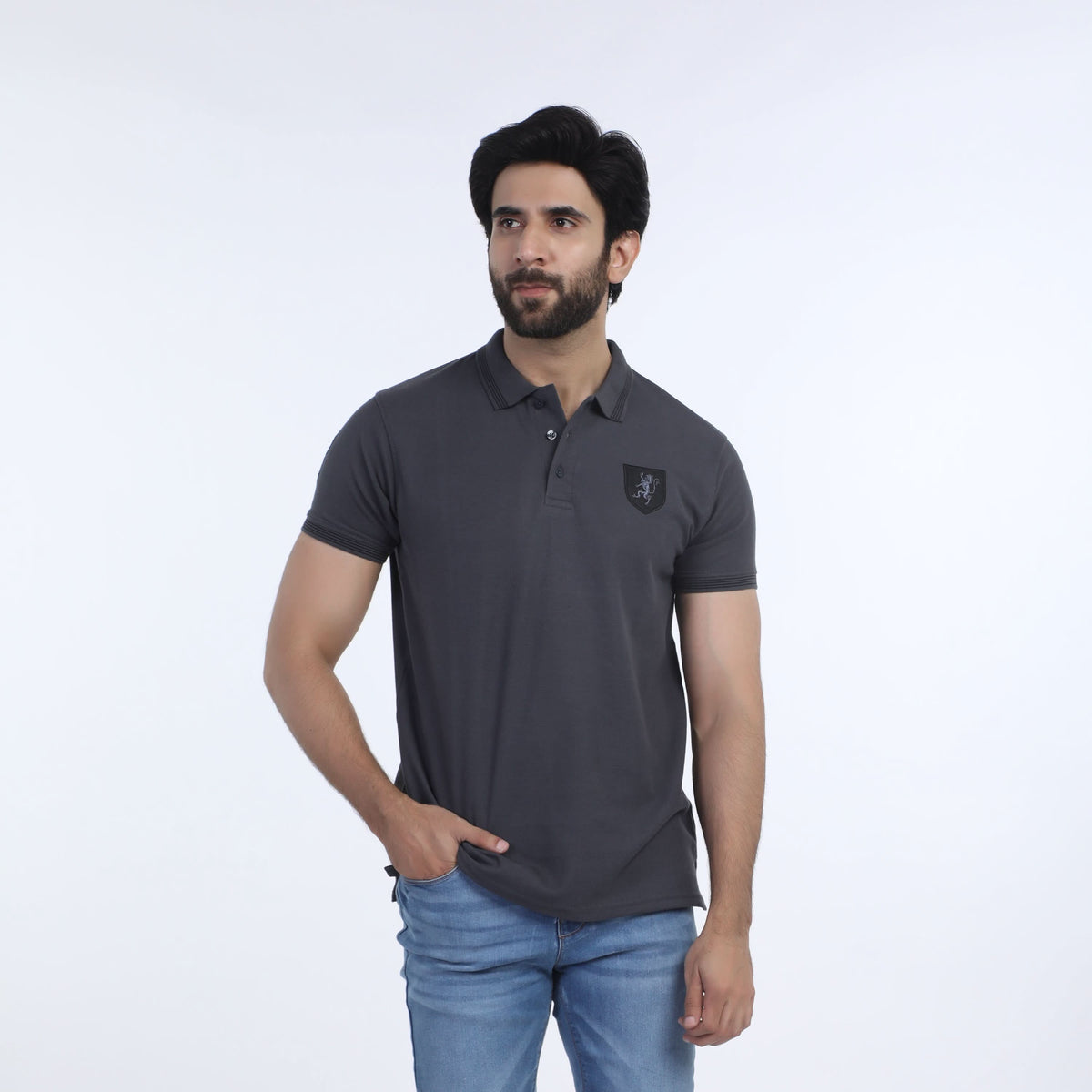 Men's Half Sleeves Polo T-Shirt - Dark Grey, Men's T-Shirts & Polos, Chase Value, Chase Value