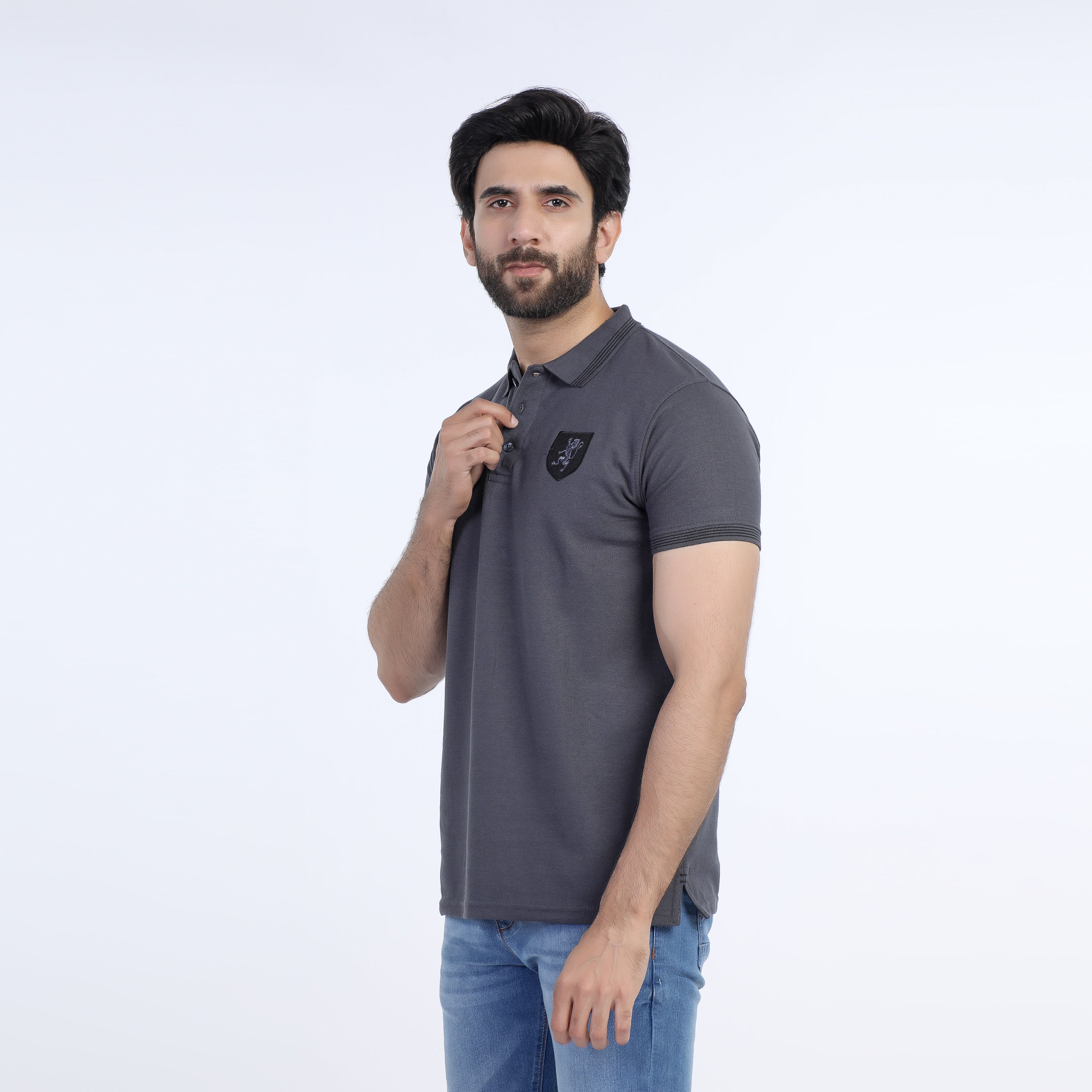 Men's Half Sleeves Polo T-Shirt - Dark Grey, Men's T-Shirts & Polos, Chase Value, Chase Value