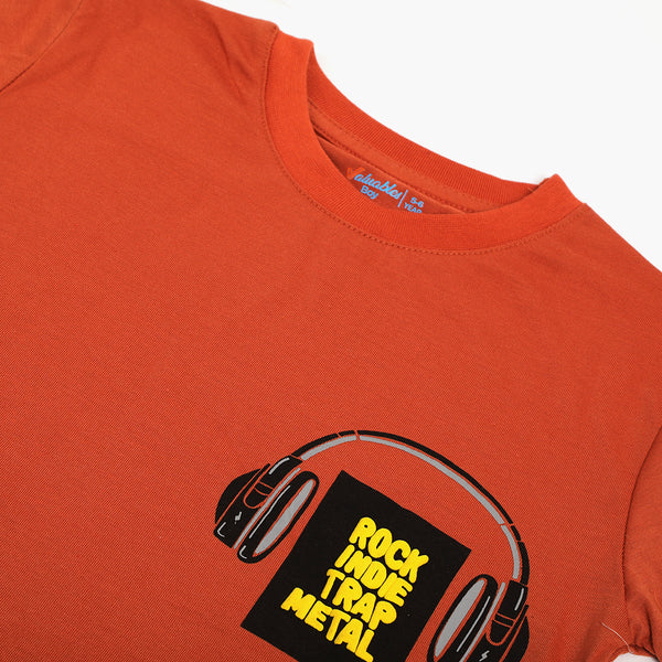 Boys Half Sleeves T-Shirt - Rust