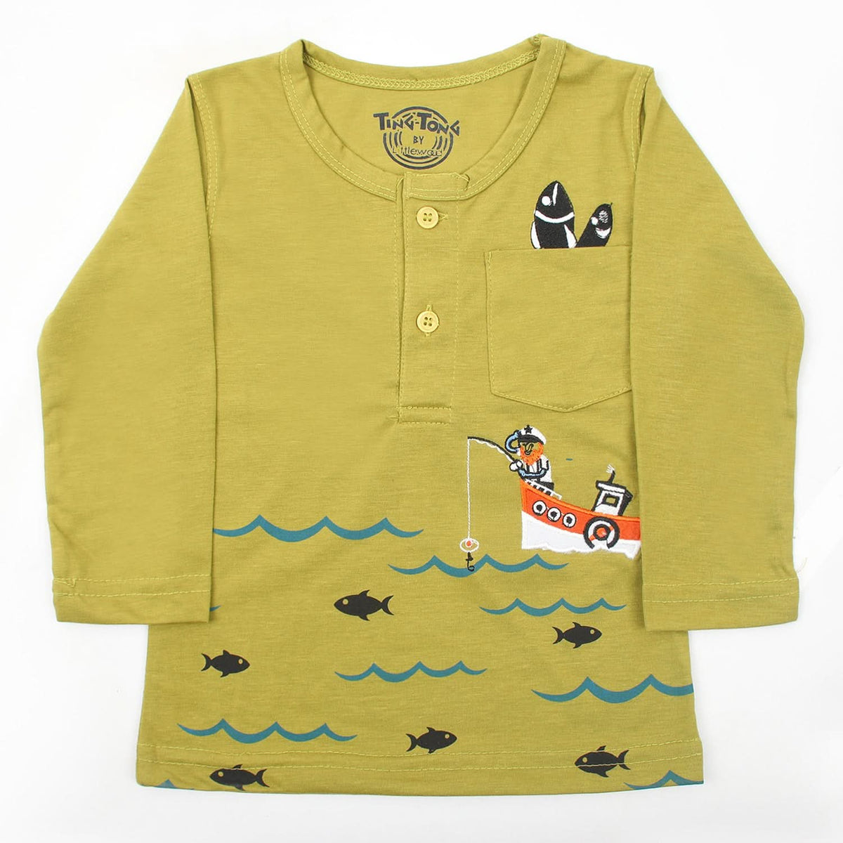 Boys Full Sleeves T-Shirt - Olive, Boys T-Shirts, Chase Value, Chase Value