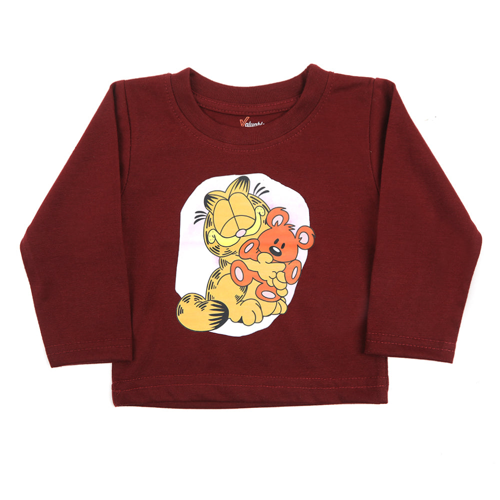 Newborn Boys Full Sleeves T-Shirt - Maroon, Newborn Boys Shirts & T-Shirts, Chase Value, Chase Value