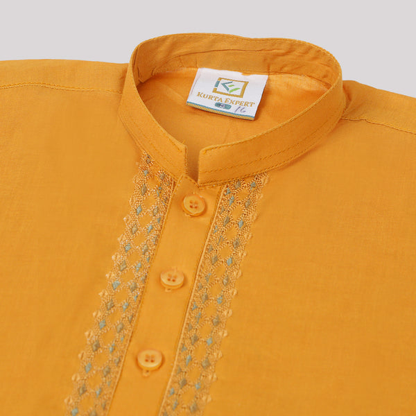 Boy Embroidered Shalwar Suit - Mustard