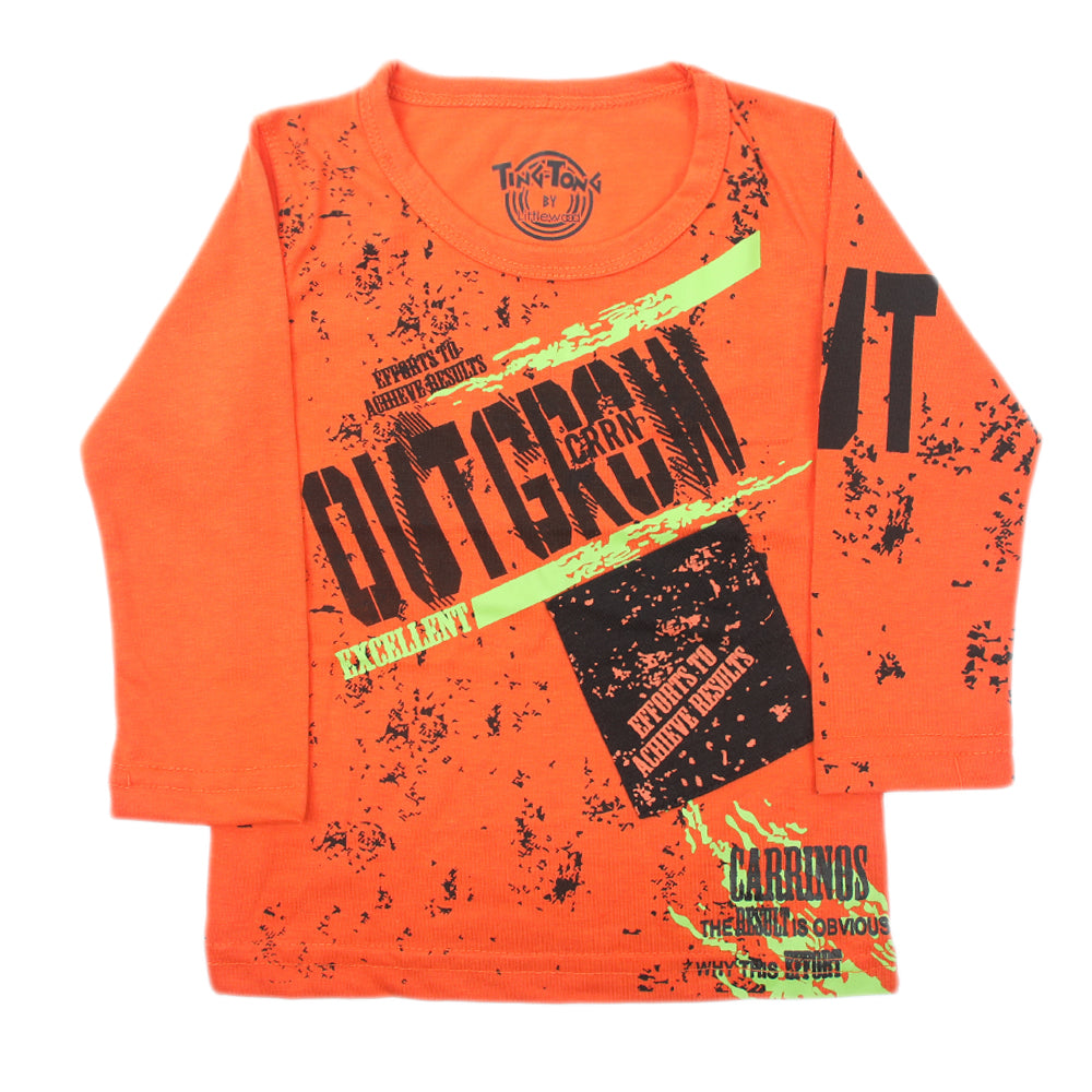 Boys Full Sleeves T-Shirt - Orange, Boys Hoodies & Sweat Shirts, Chase Value, Chase Value