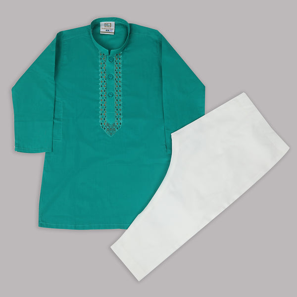 Boy Embroidered Shalwar Suit - Green